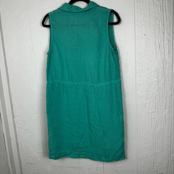 C&C California 100% Linen Dress Teal Green Preppy Size 4 Beachy Coastal - Picture 3 of 6
